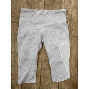Lululemon Grey Striped Pace Rival White Cropped Mid Rise Leggings Women Size 12